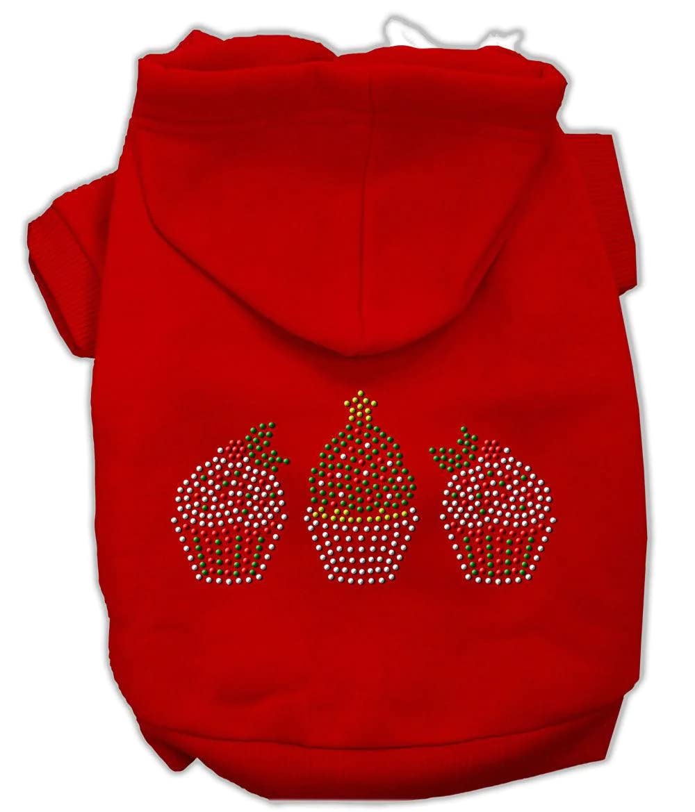 Mirage Pet Products 8-Inch Christmas Cupcakes Rhinestone Hoodie, X-Small, Black