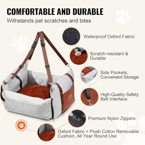Vevor Dog Booster Car Seat Pet Car Seat For Small Dog Up To 25Lbs Gray