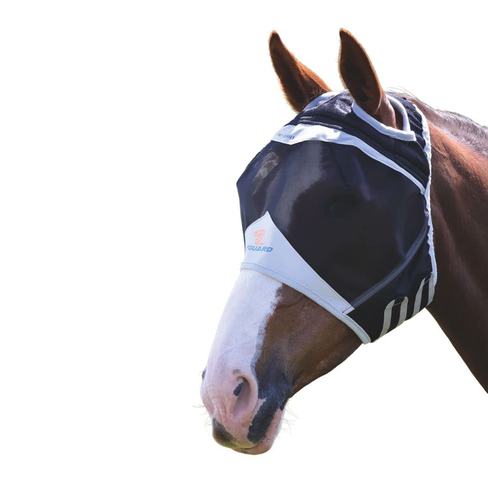 Shires Fly Guard Fine Mesh Horse Fly Mask with Ear Holes (Black, Full)