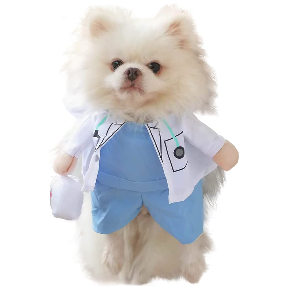 Dog Halloween Costume Cat Doctor Costume Pet Doctor Uniform Funny By Delifur (Doctor, L) White
