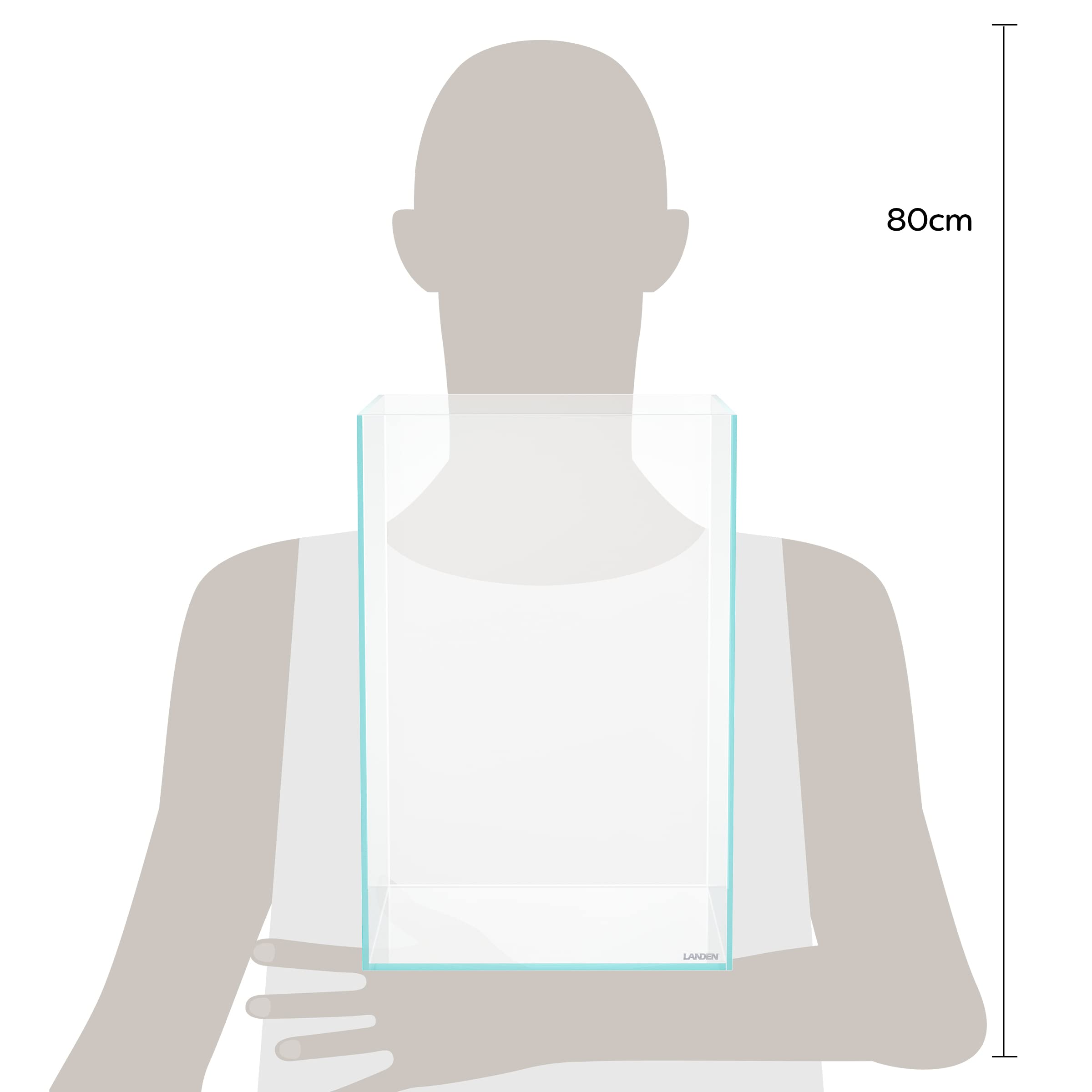 LANDEN Tall Tank, Rimless Low Iron Tank 10GAL 11.8 L    11.8 W    17.7 H (30X30X45) cm Small Aquascape Fish Tank, Vertical Aquas