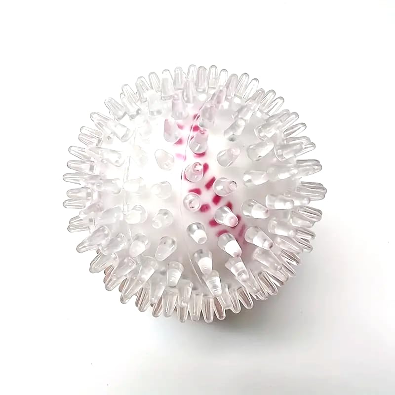 RvPaws Spike Soft Ball in Ball, TPU Material Puppy Teething Toy for Dogs & Pets (White Ball in White Sound Ball)