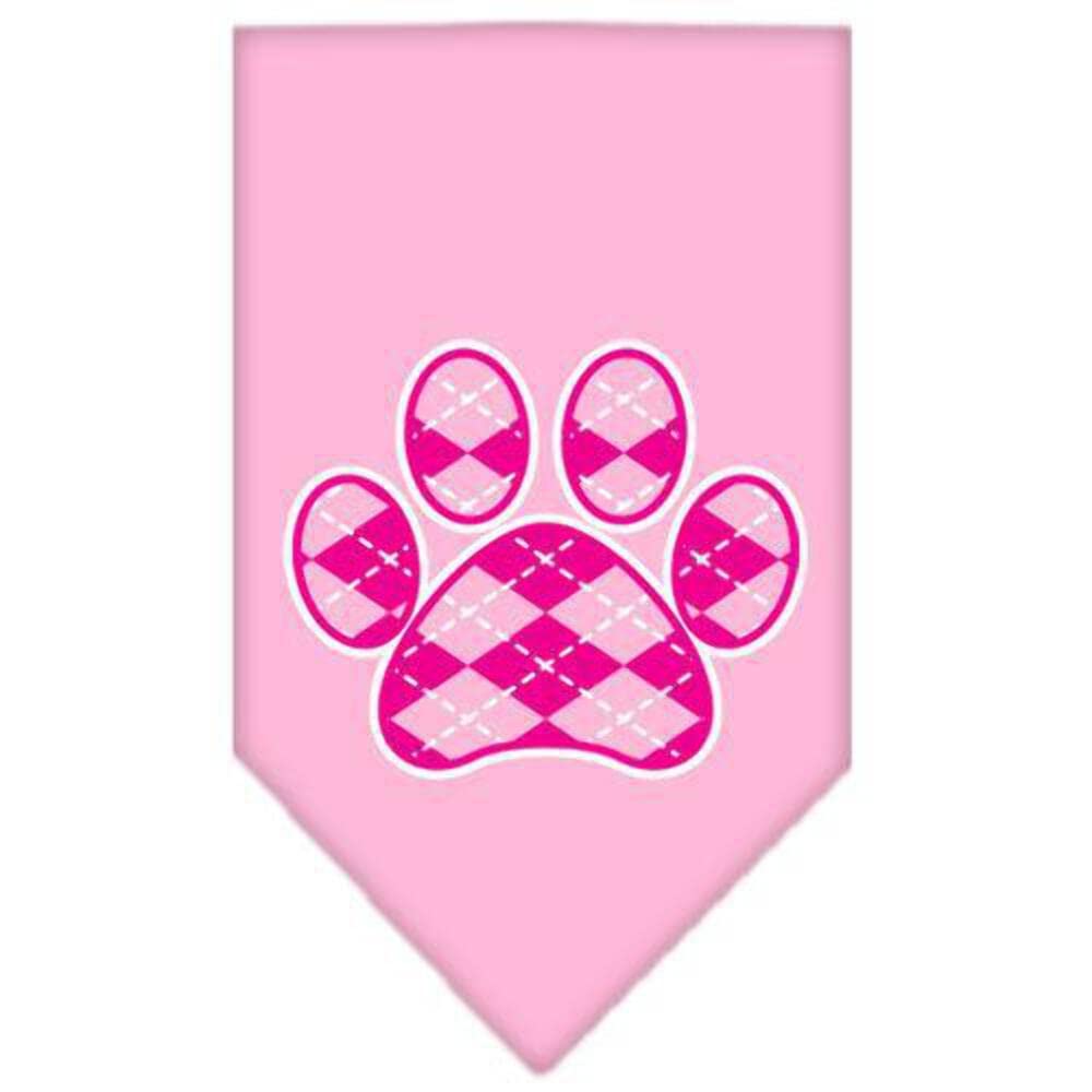 Mirage Pet Products Argyle Paw Pink Screen Print Bandana for Pets, Small, Grey