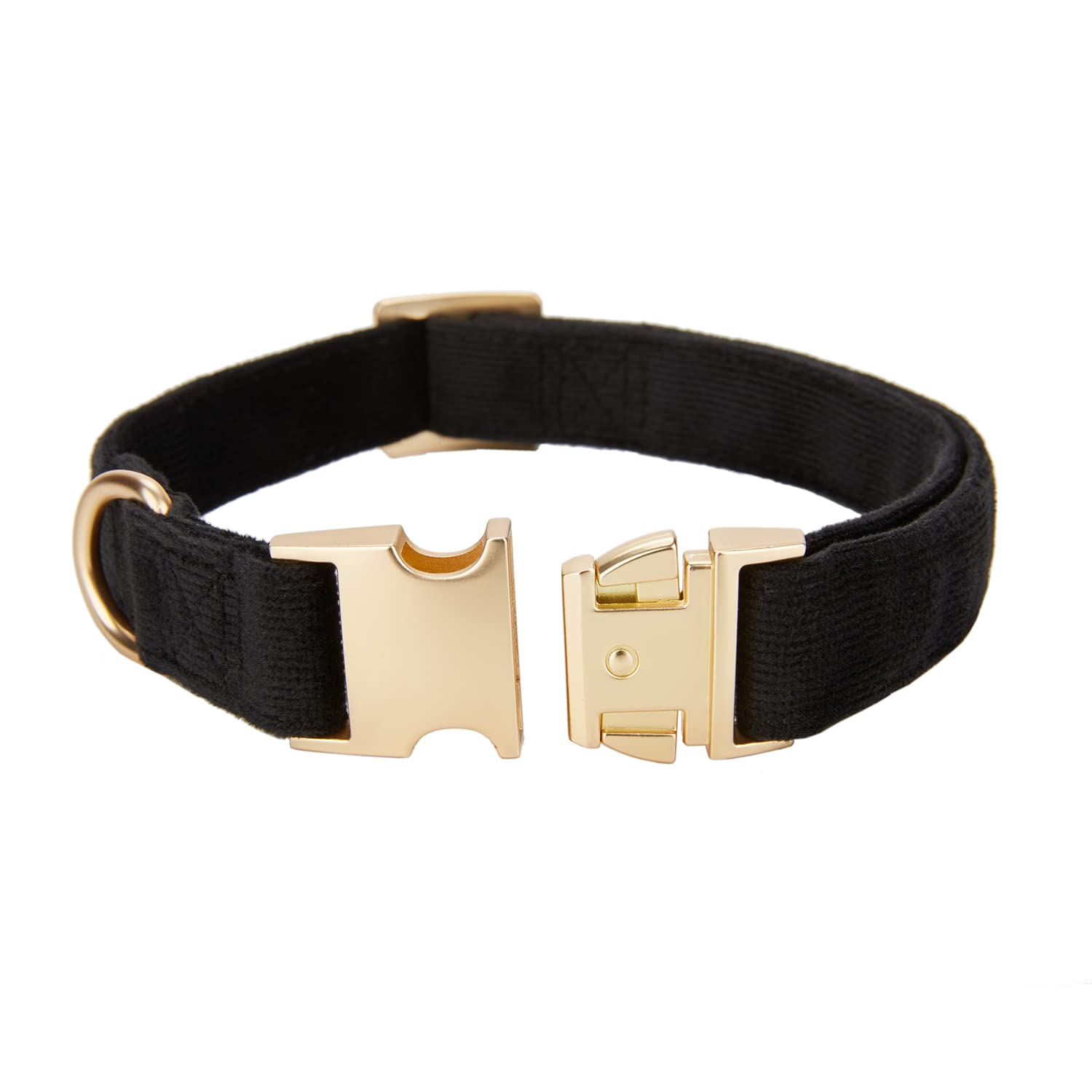 Petiry Soft Corduroy Fibric Dog Collar with High Grade Metal Buckle, for Large Dogs(Black,Large:17-26'')