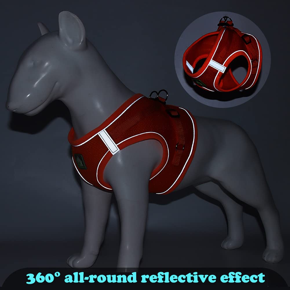 Puppy Harness And Leash Set, Escape Proof Dog Cat Vest Harness For Cats Small Medium Dogs, Adjustable Reflective Step In Harness,Soft Mesh Comfort Fit No Pull No Choke (Medium(13.7'-15.7'), Pink)