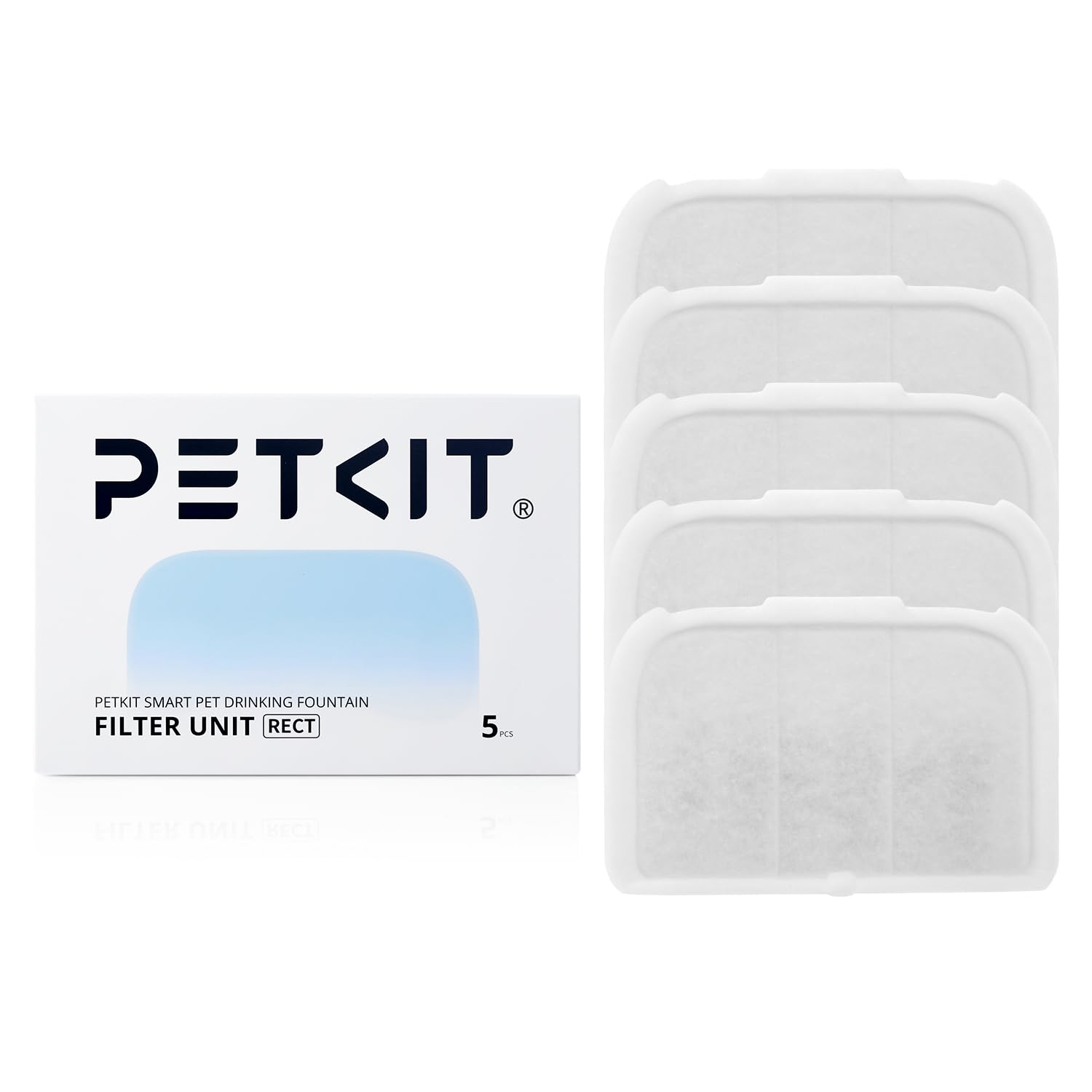 Petkit Filter Unit Rect For Eversweet Max Cordless Water Fountain, Replacement For 105 Fl Oz/3L Automatic Cat Fountain, 5 Pack