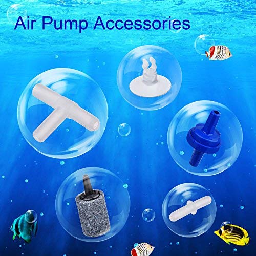 Shappy 6.5 Feet/20 Feet Aquarium Air Pump Accessories Standard 2' Aquarium Air Tubing For Fish Tank Contains Air Stones,Check Valves,Suction Cups,Straight Connectors,T-Connectors (12 Accessories)