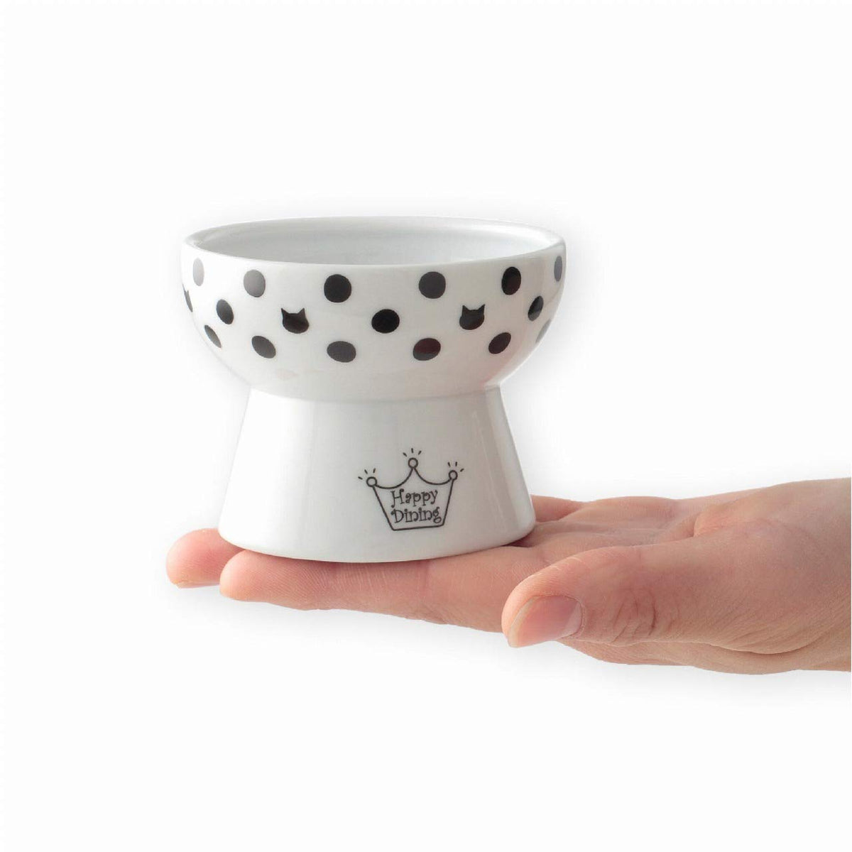 Necoichi Raised Stress Free Cat Food Bowl, Elevated, Backflow Prevention, Dishwasher And Microwave Safe, No.1 Seller In Japan! (Cat Dots, Mini)