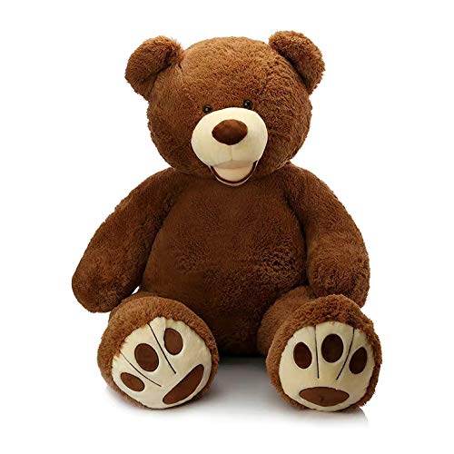 Morismos Giant Teddy Bear With Big Footprints Big Teddy Bear Plush Stuffed Animals Dark Brown For Boy,Children,Boyfriend 39 Inch