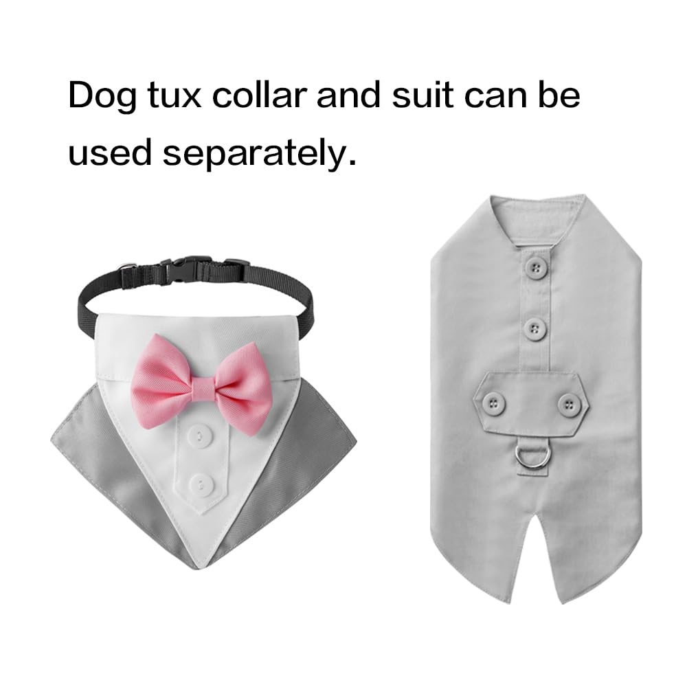 Bnibol Tuxedo Dog Collar For Wedding Engagement And Birthday, Formal Dog Bandana Collar Costume With Bow Tie And Adjustable Buck
