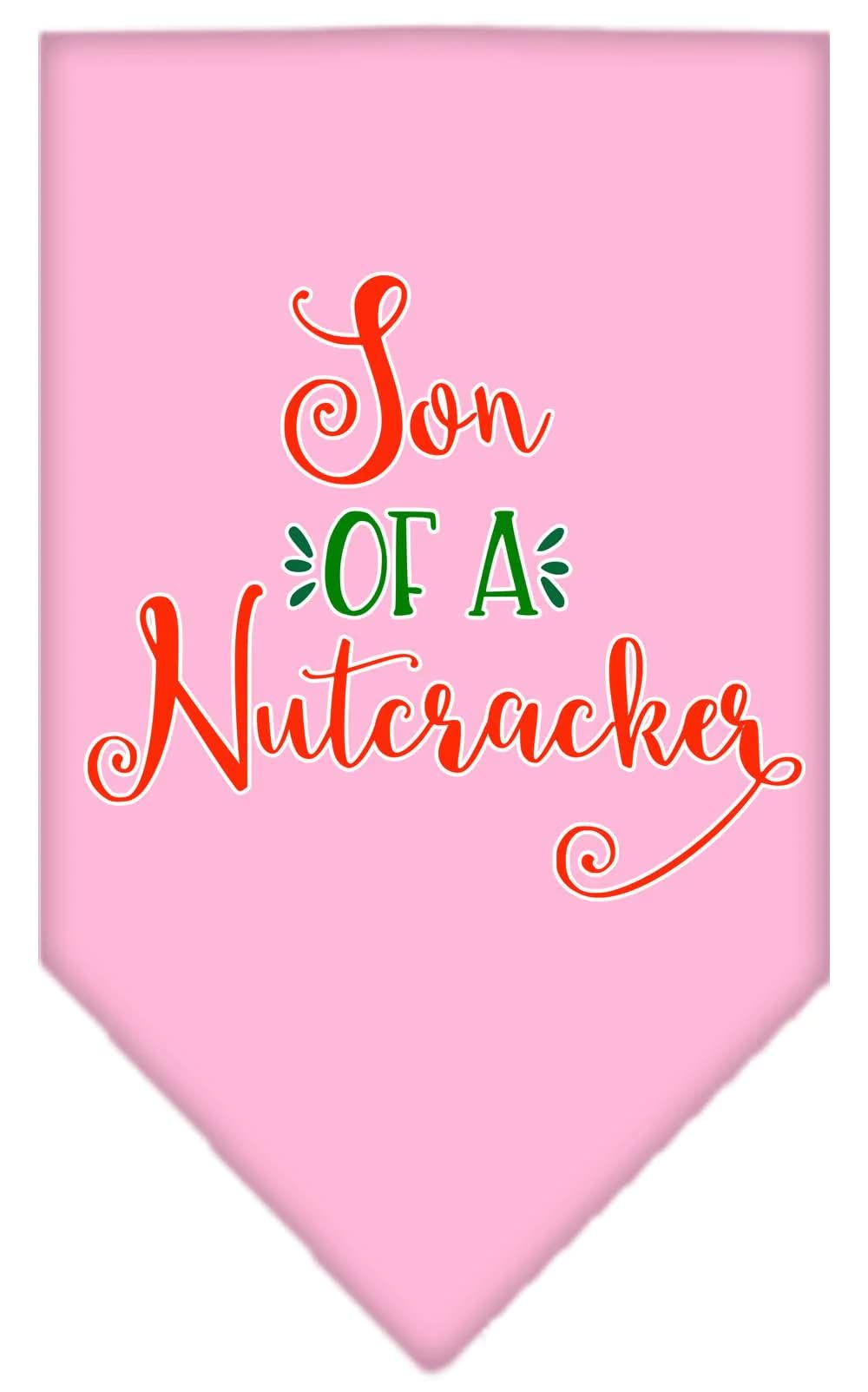 Christmas Pet and Dog Bandana Screen Printed, "Son Of A Nutcracker" Light Pink Large