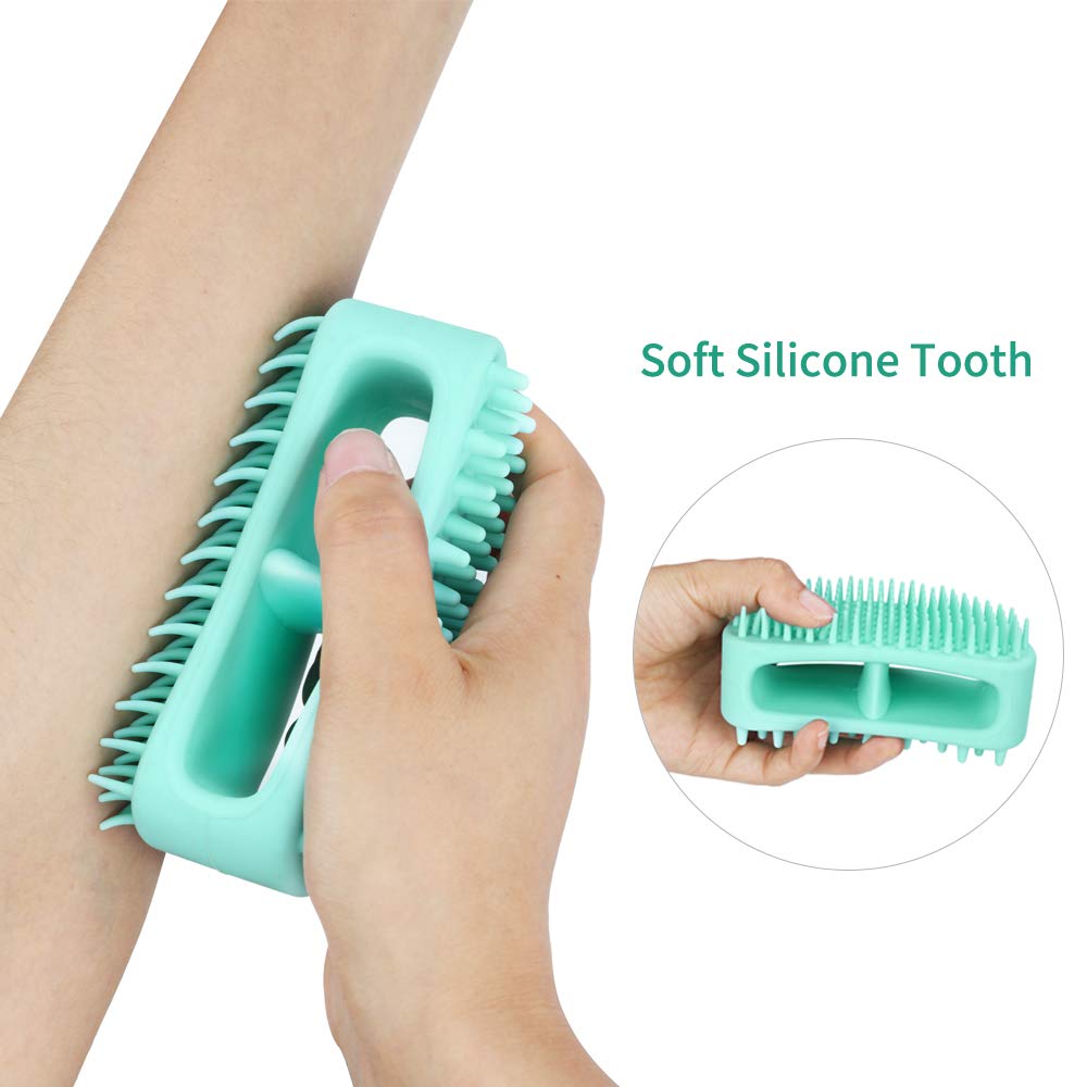Famobest Dog Brush & Cat Brush, Soft Silicone Dog Grooming Brush, Pet Bath & Massage Brush For Cats And Dogs With Short Or Long Hair, Cat Slicker Shedding Hair Brush For All Pet Sizes Teal