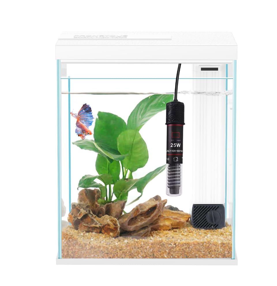 2 Gallon Glass Betta Fish Tank With Heater Filter And Light, Self-Cleaning Small Fish Tank Starter Kits.