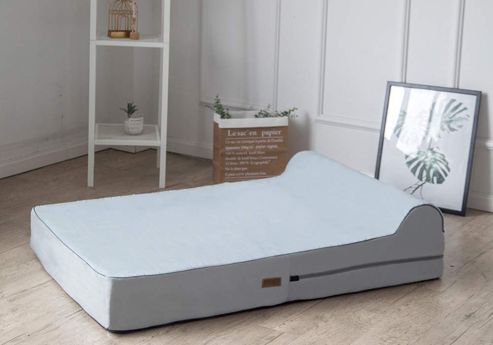 Jumbo Orthopedic Dog Bed - 7-inch Thick Memory Foam Pet Bed with Pillow With Removable Cover & Free Waterproof Liner - For Large