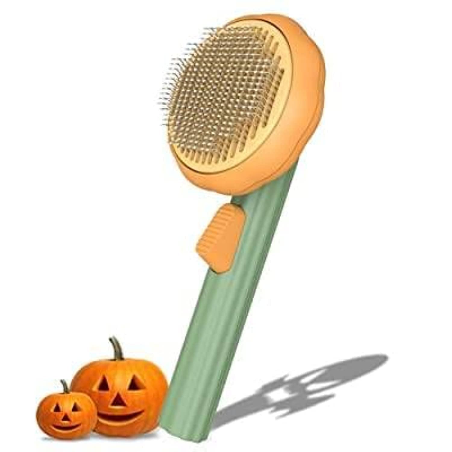 Pumpkin Pet Brush, Awpland Self Cleaning Cat Brush With Hair Release For Shedding And Grooming, Deep Cleaning Cat Brushes For Indoor Cats Dogs Puppy Rabbits