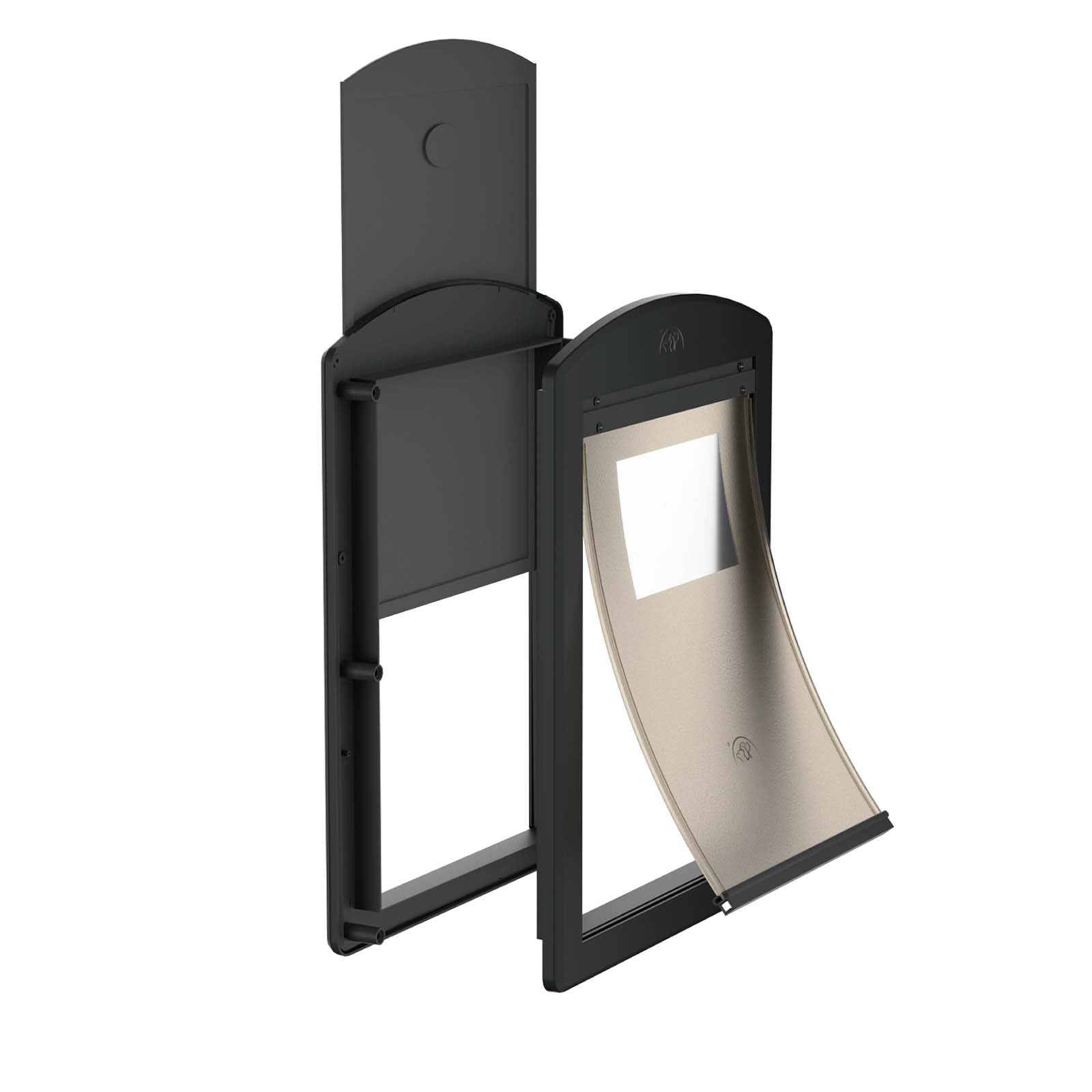 PATAPLUS Dog Door - Medium Plastic Doggy Door with Sliding Lock, Magnetic Flap, Black