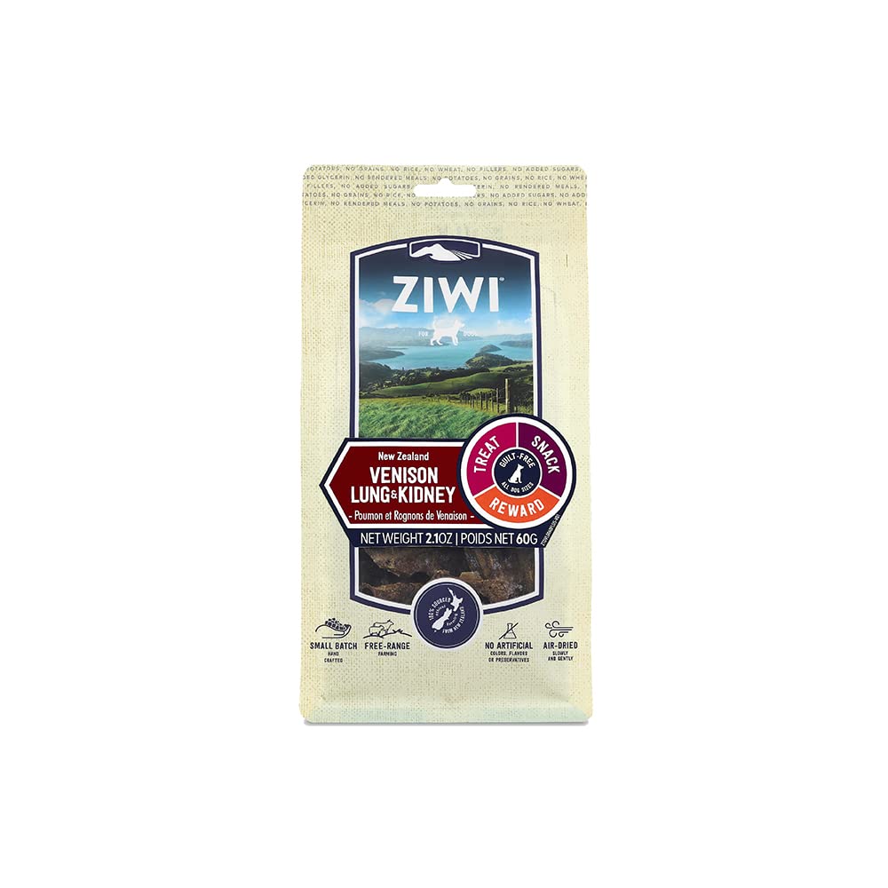 Ziwi Dog Chews And Treats - All Natural, Air-Dried, Single Protein, Grain-Free, High-Value Treat, Snack, Reward (Venison Lung And Kidney) 2.1 Ounce (Pack Of 1)