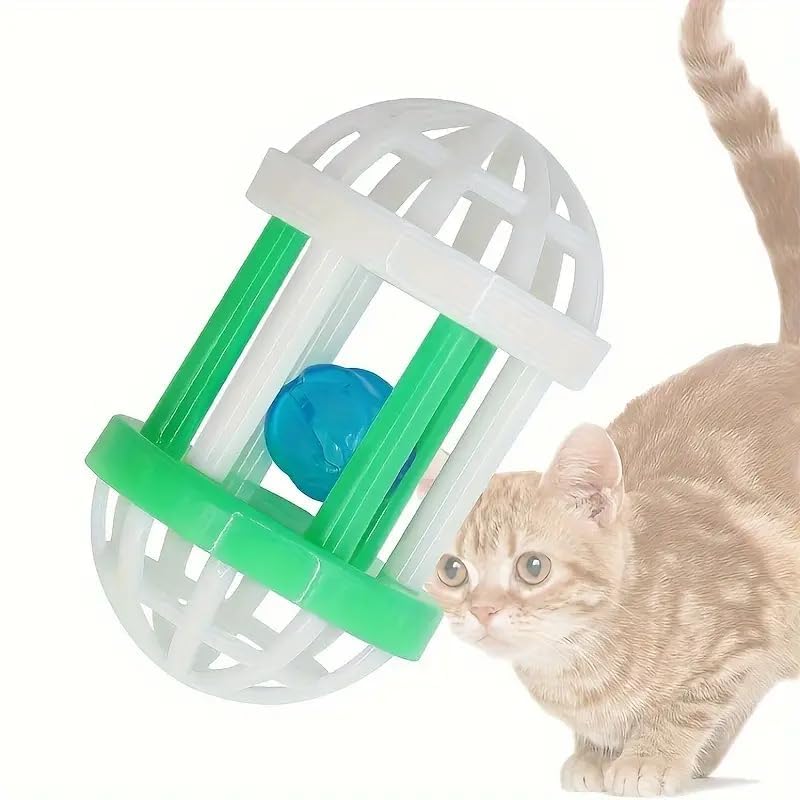 D&C Paws Bell Cat Chasing Ball Toy | Noisy Interactive Kitten & Bird Play Balls With Inside Bell For Indoor Training, Exercise &