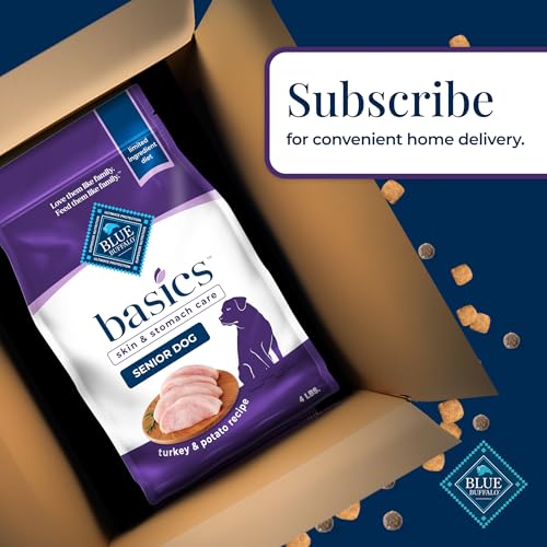 Blue Buffalo Basics Grain-Free Senior Dry Dog Food, Skin & Stomach Care, Limited Ingredient Diet, Turkey Recipe, 4-lb. Bag