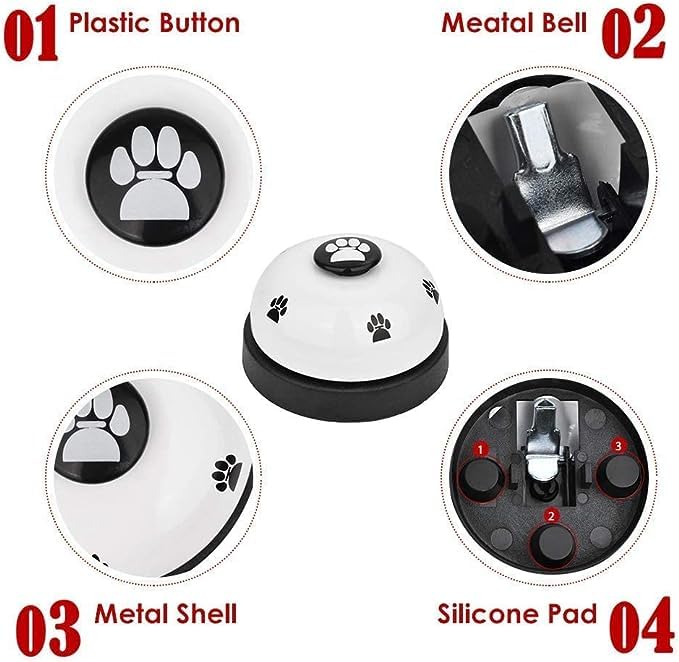 SlowTon Dog Doorbells, 2 Pack Metal Bell Dog Training with Non Skid Rubber Bottoms Dog Door Bell for Potty Training Clear Ring P