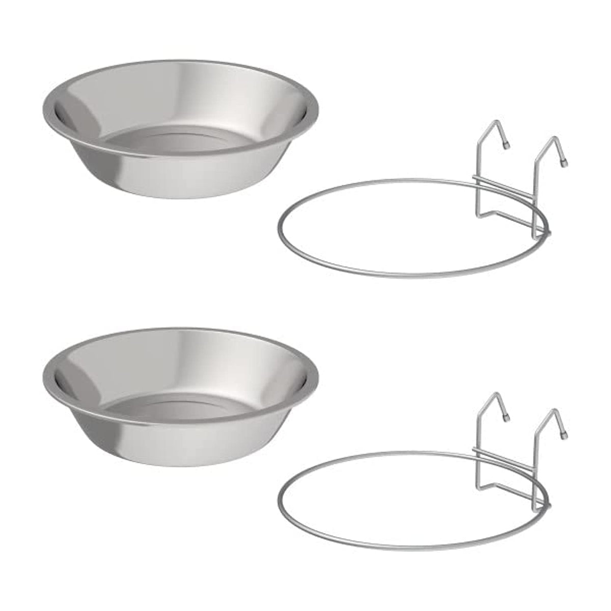 Petmaker Stainless-Steel Hanging Pet Bowls For Dogs & Cats-Cage, Kennel, & Crate Large Feeder Dishes For Food & Water-Set Of 2, 