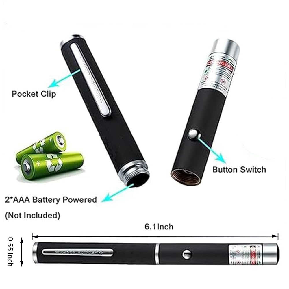 Chuqiantong Laser Pointer Cat Toys Red Laser Presentation Remotes For Indoor Classroom Interactive Teaching (Red, Without Batter