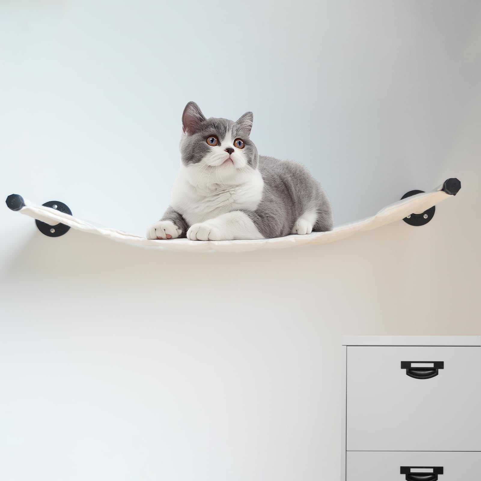 Xifowe Cat Hammock Wall Mounted, 35.43 X 12.99 Inch Wall Mounted Cat Shelves, Metal Brackets Cat Beds For Sleeping, Playing, Cli