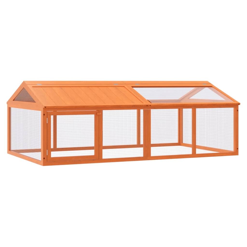 Vidaxl Small Animal House/Rabbit Hutch Run Box - Solid Pine Wood, Brown, 78.7 X 44.3 X 29.1 In.