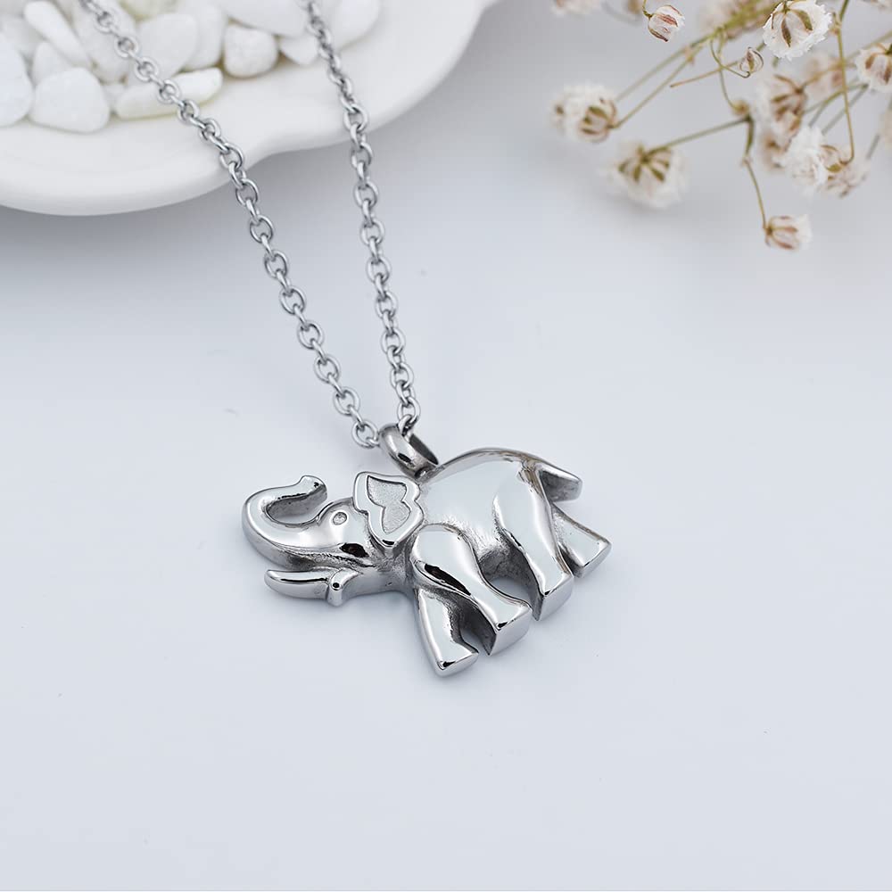 Cute Elephant Cremation Jewelry For Ashes Memorial Jewelry Cremation Urn Necklace Urn Jewelry Memorial Pendant For Pet/Human (Si