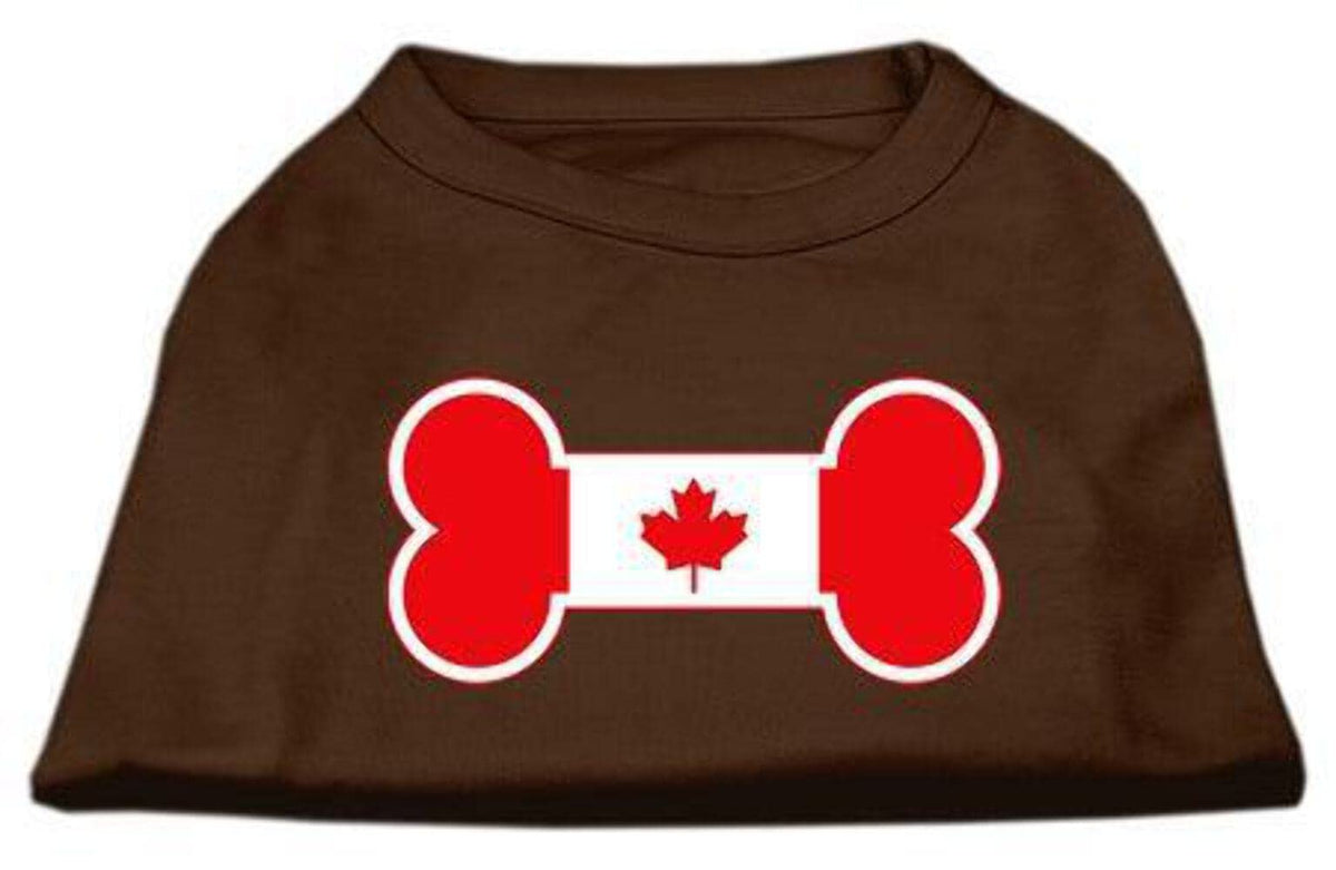 Pet Dog & Cat Shirt Screen Printed, &quot;Bone Shaped Canadian Flag&quot; Brown XL (14-20 lbs.)