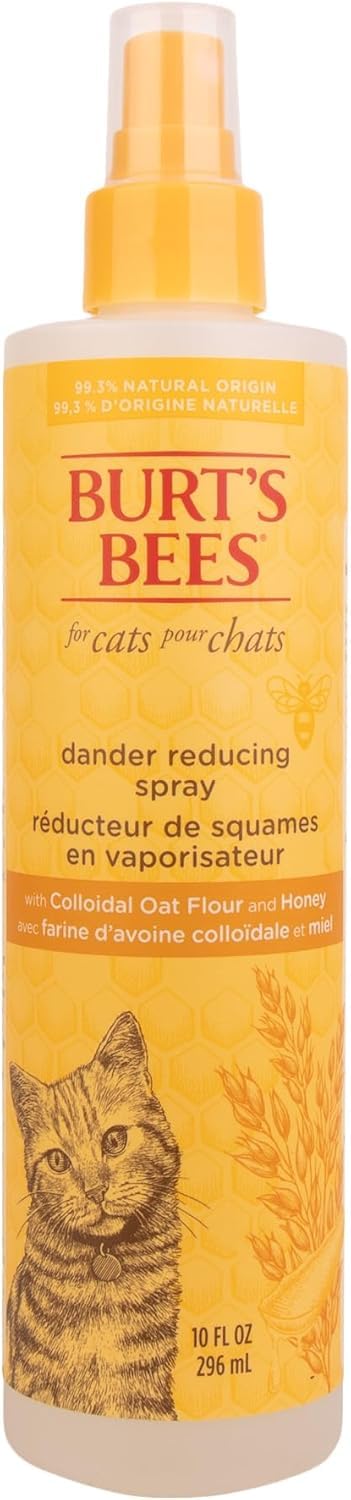 Burt's Bees for Pets Cat Dander Reducing Spray Colloidal Oat Flour Honey Waterless Grooming Spray Dry Skin Dandruff Control Cat 