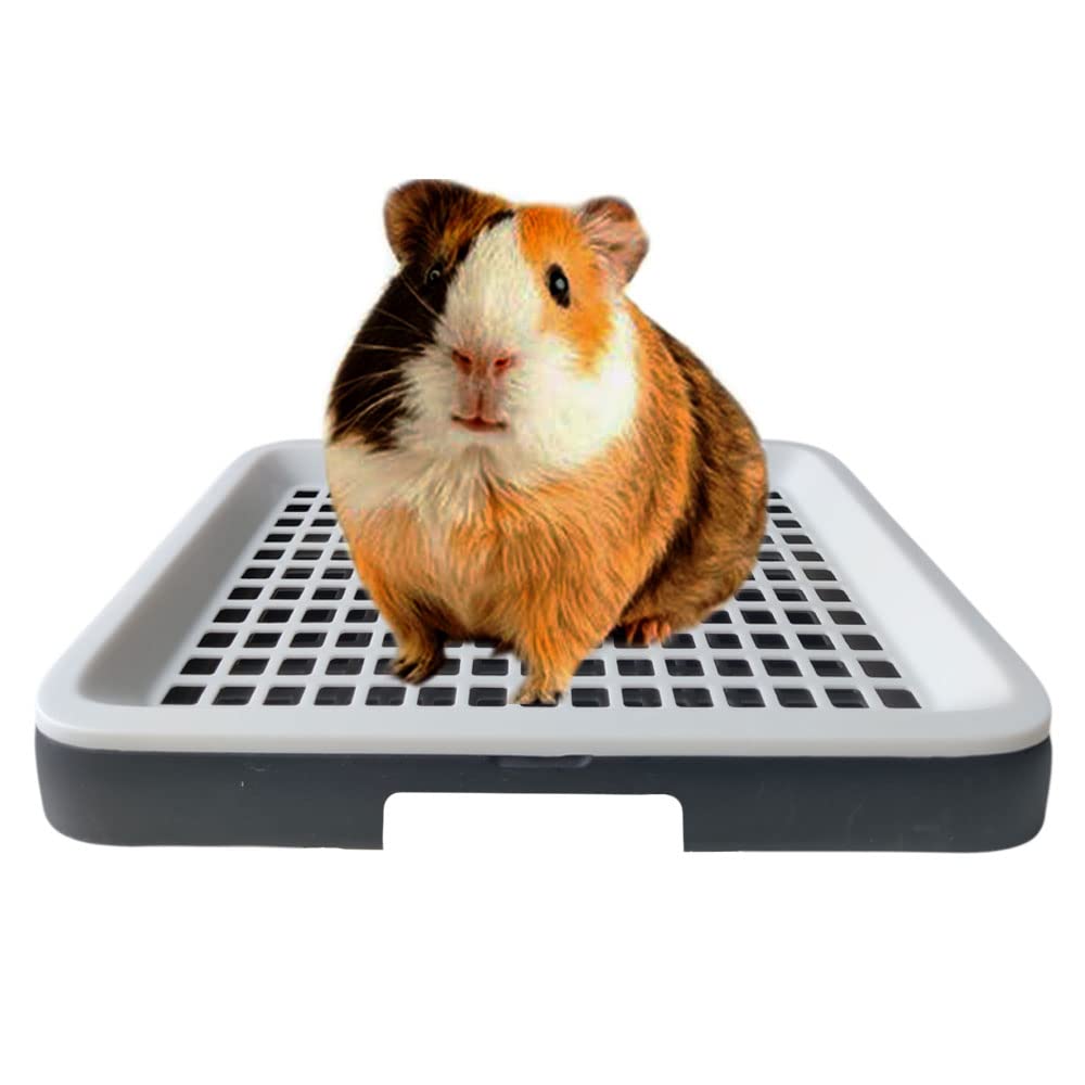 Guinea Pig Litter Tray Pan With Grate, Rat Litter Box For Cage, Restroom Toilet Corner Potty Poop Trainer For Critters, Chinchilla Cage Accessories