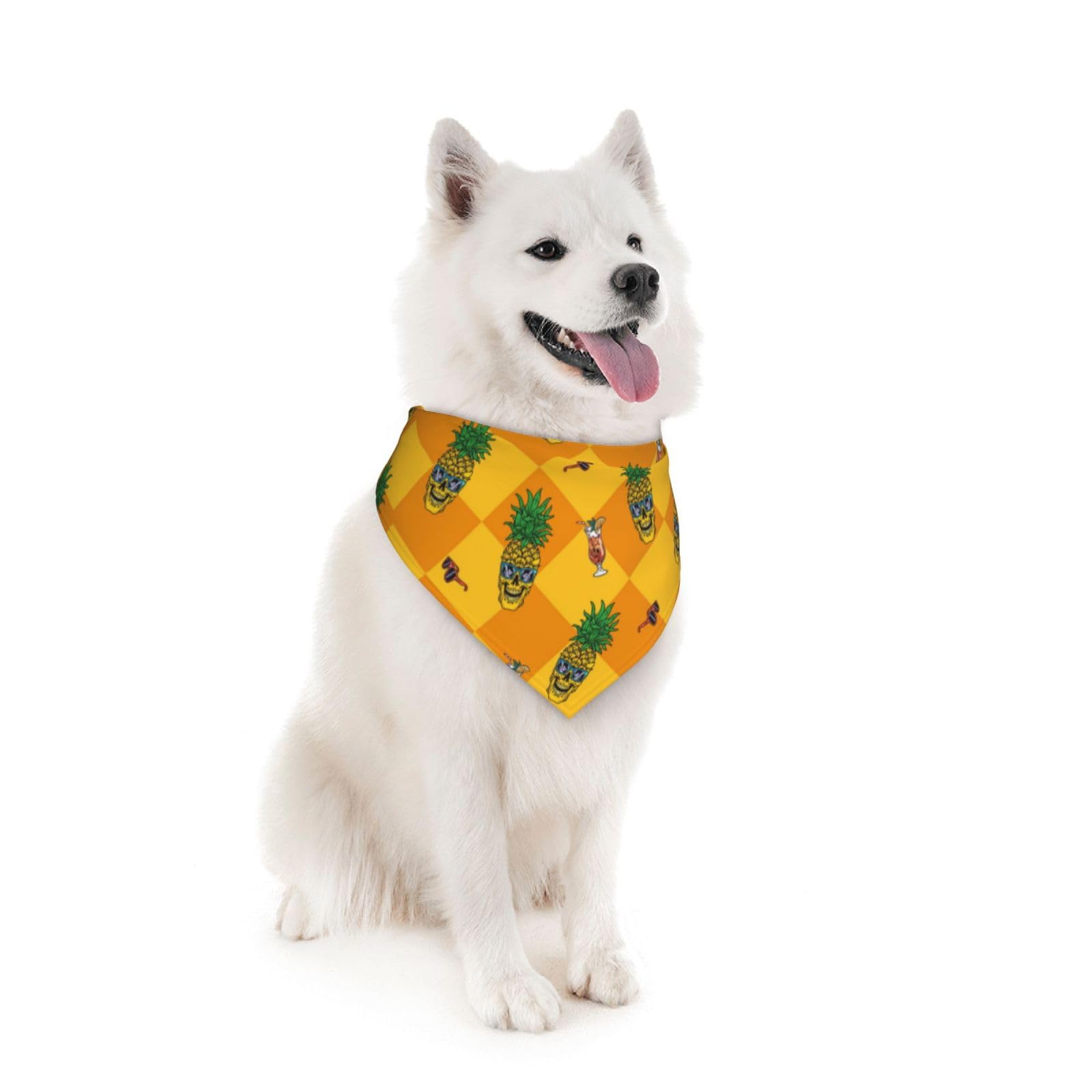 Pineapple Skull Eyes Cool Summer Dog Bandana Scarf Triangle Bibs Pet Accessories Cat Kerchief
