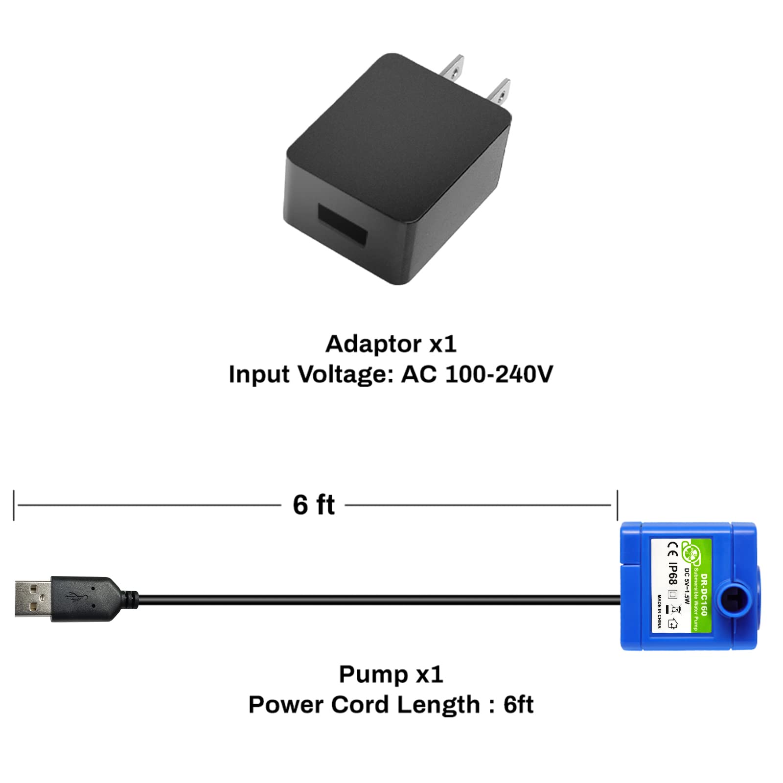 Veken Replacement Pump For Cat Water Fountain Pet Fountain Ultra Quiet Long Lifespan Water Pump With Adaptor And 6 Ft Power Cable