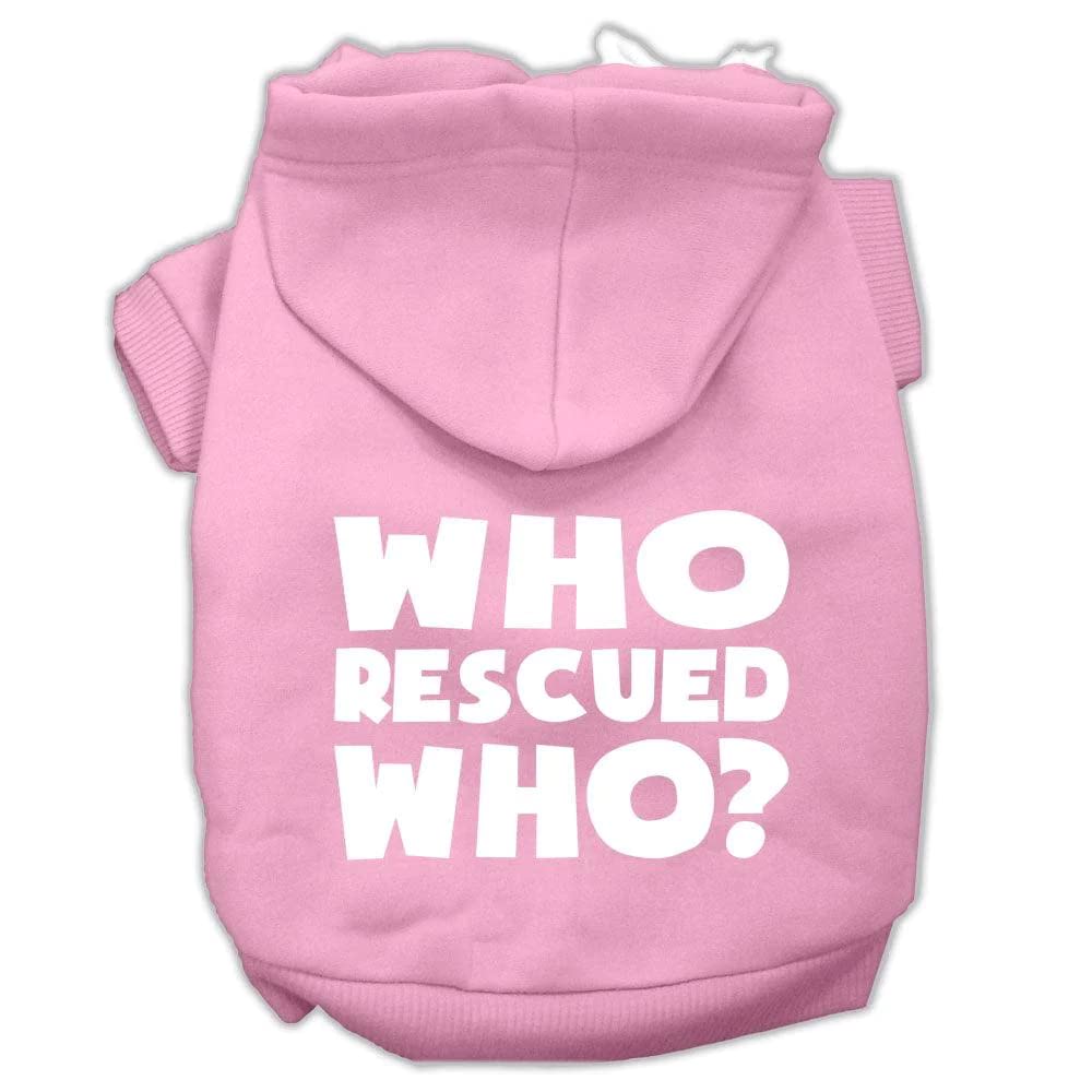 Mirage Pet Products Who Rescued Who Screen Print Pet Hoodies, Xx-Large, Baby Blue