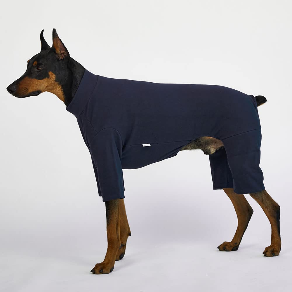 Lucky Petter Small Dog Pajamas Basic Onesie Doggie Jammies Stretchable Dog Jumpsuit Bodysuit Pjs (5X-Large, Basic Navy)