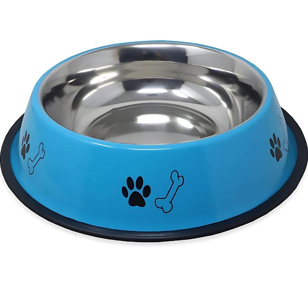 Pet Fun Stainless Steel Dog Bowl 700Ml | NonSlip Rubber Base | Durable, Lightweight & ChewResistant | Easy Clean Feeding & Wat