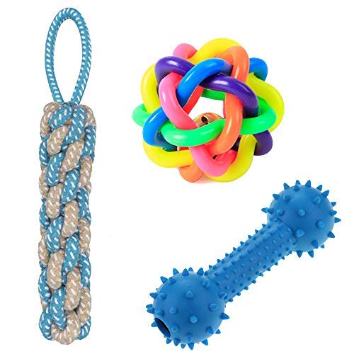 Psk Pet Mart Rope Toys For Dogs, Puppy Chew Teething Rope Toys Set Of 3 Durable Cotton Dog Toys For Playing And Teeth Cleaning T