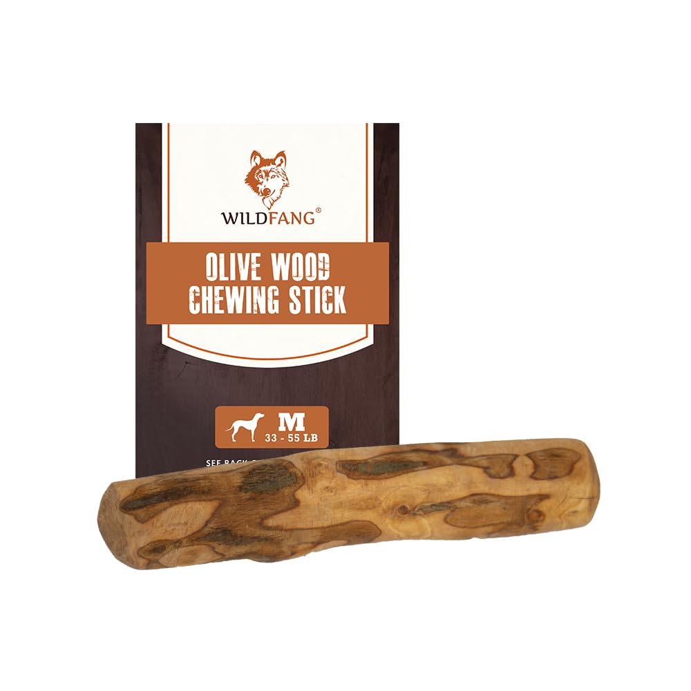 Wildfang® Olive Wood Dog Chew Puppy Teething Toys Dog Stick Toy-Long Lasting Natural Chew Toys For Dogs, Root Chews For Dogs, Wooden Dog Chew Stick, Tree Root Dog Bones, Wood Chew For All Dogs-Medium