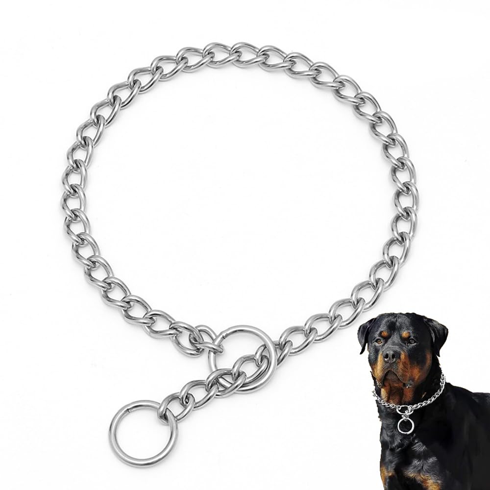 Silver Chain Dog Choke Collars For Large Dogs,Stainless Steel Training Choker Slip P Link Martingale Collars Puppy Chain For Xxs