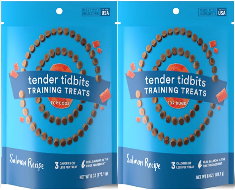 Natural Grain-Free Puppy & Dog Training Treats - Low-Calorie Tender Tidbits (Beef, Chicken, Peanut Butter & Salmon) Made in USA 