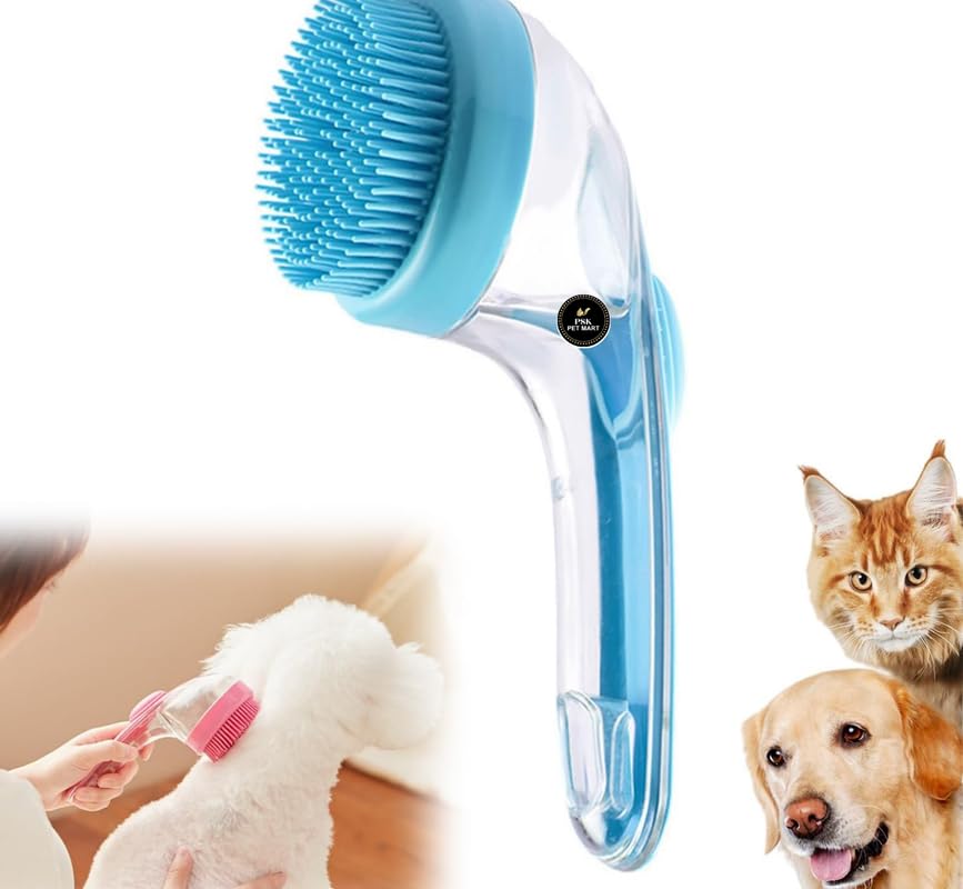 PSK PET MART Dog Bath Brush Silicone Dog Shampoo Brush, Pet Grooming Brush Shower Cleaning Brush for Short Long Haired Dogs Cats