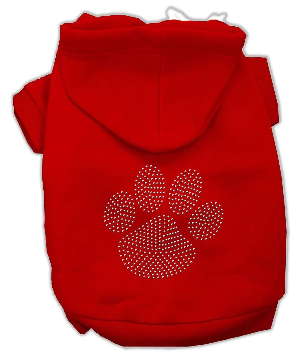 Mirage Pet Products Clear Rhinestone Paw Hoodies, Red, Size 8