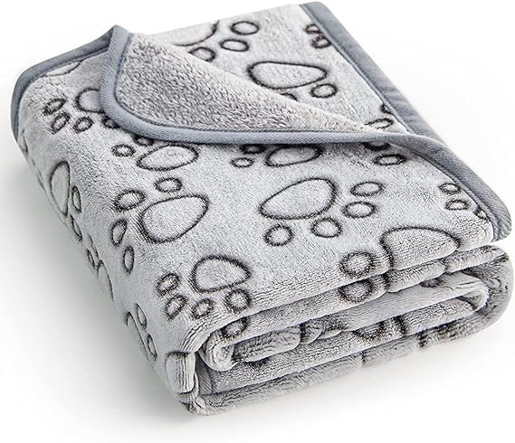 KolorFish Premium Soft Dog Blanket with Cute Paw Print, Cat Blanket Puppy Pads Supplies Dog Products Stuff Essentials (XS  41 x