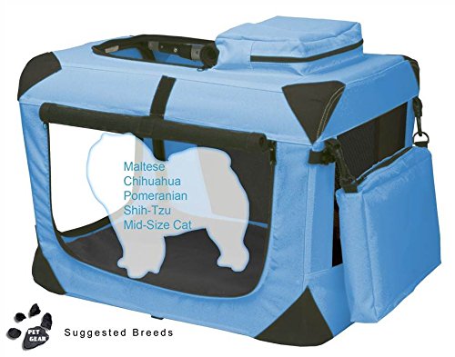 Pet Gear 3 Door Portable Soft Crate, Folds Compact for Travel in Seconds No Tools Required, Comes with Comfort Pad + Storage Bag