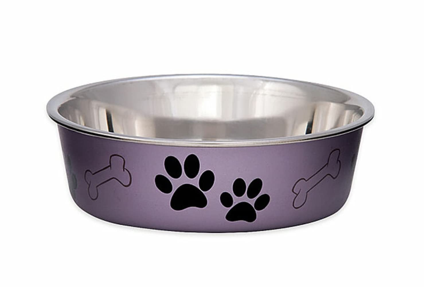 Loving Pets - Bella Bowls - Dog Food Water Bowl No Tip Stainless Steel Pet Bowl No Skid Spill Proof (Extra Large, Grape Purple)