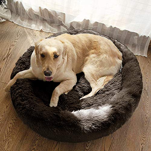 Mfox Calming Dog Bed (L) For Medium And Large Dogs Comfortable Pet Bed Faux Fur Donut Cuddler Up To 25Lbs