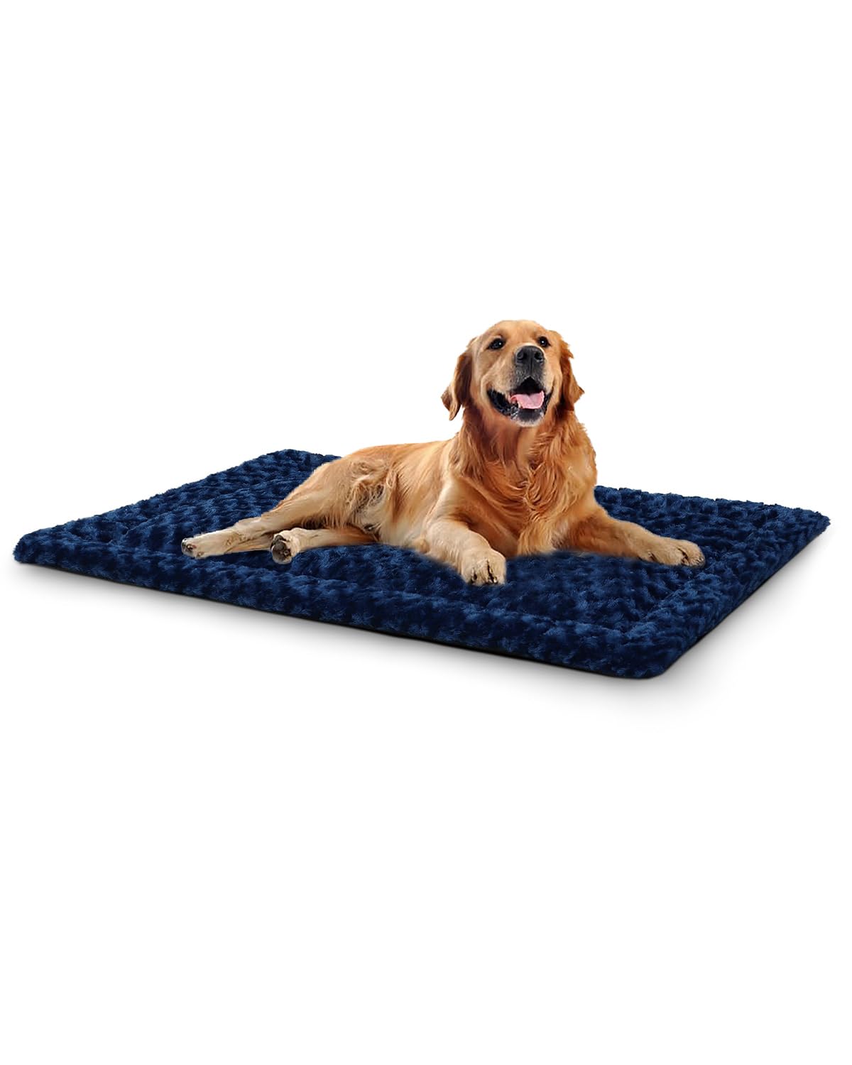 Washable Dog Bed Mat Reversible Dog Crate Pad Soft Fluffy Pet Kennel Beds Dog Sleeping Mattress For Large Jumbo Medium Small Dogs, 41 X 27 Inch, Blue