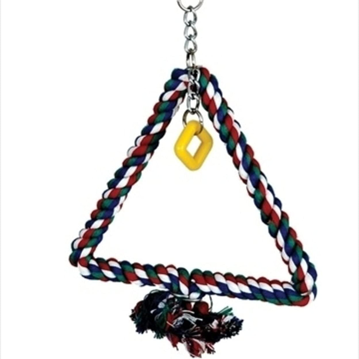 Featherland Paradise Hanging Bird Swing, Cotton Rope Wrapped Soft Hanging Bird Perch, Triangle, Small
