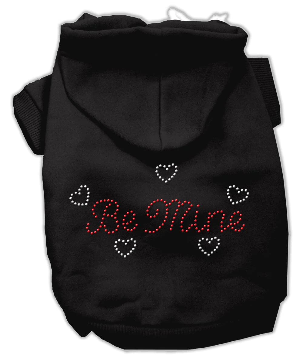 Pet, Dog & Cat Hoodie Rhinestone, &quot;Be Mine&quot; Black LG (10-14 lbs.)